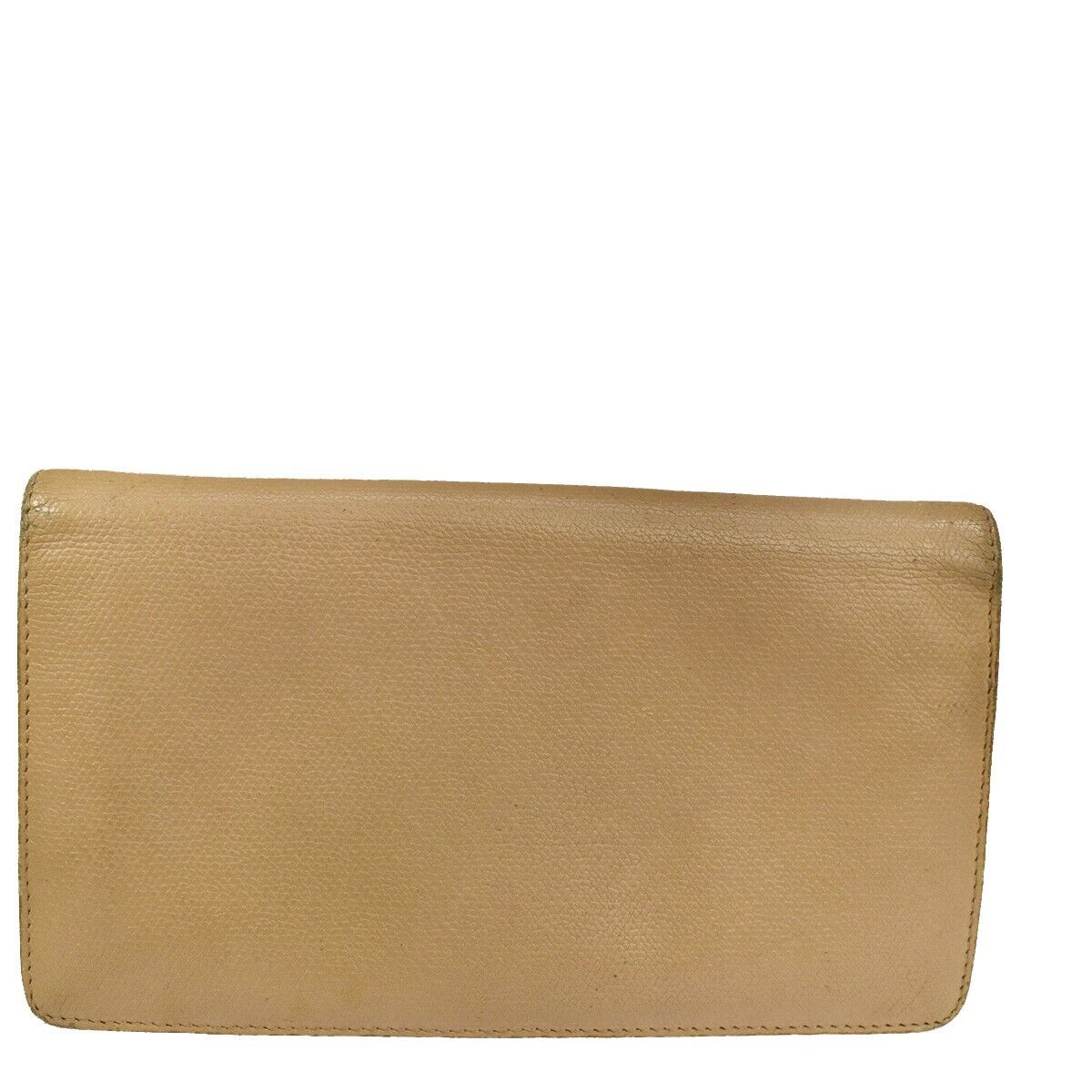 CHANEL CC Logo Long Bifold Wallet Purse Leather Beige Gold-Plated Italy 02GA651