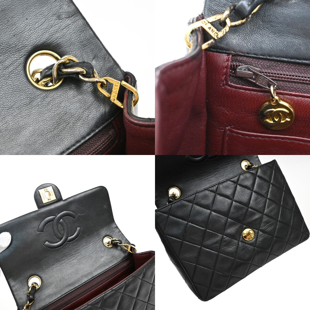 CHANEL CC Mini Matelasse Chain Shoulder Bag Leather Black GHW Vintage 318RF284