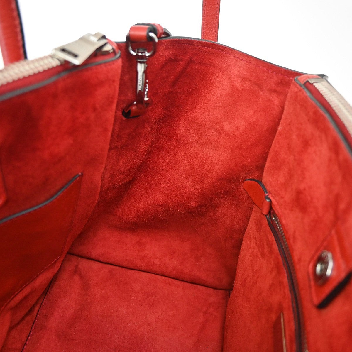 PRADA Logo 2Way Shoulder Hand Bag Leather Red SHW Italy 12KD181