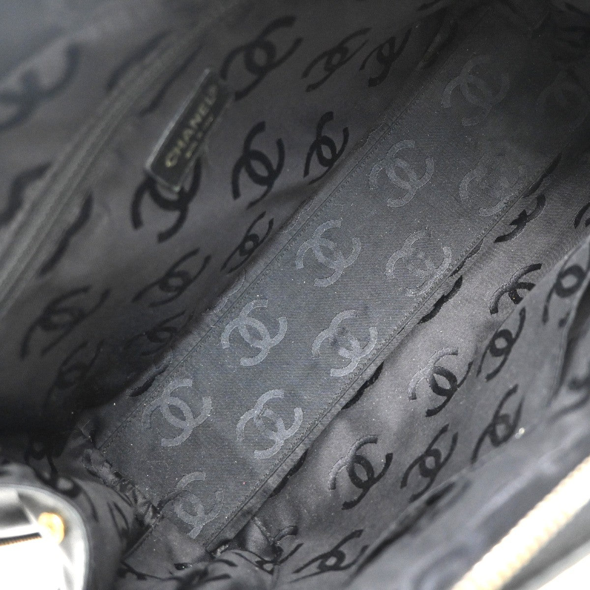 CHANEL CC Logo Wild Stitch Matelasse Hand Tote Bag Leather Black Italy 57RP095