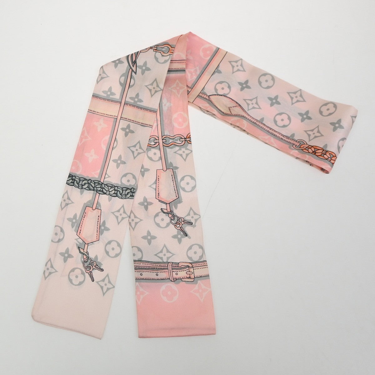 LOUIS VUITTON Monogram Confidential Bandeau Scarf 100% Silk Pink M70637 09MA606