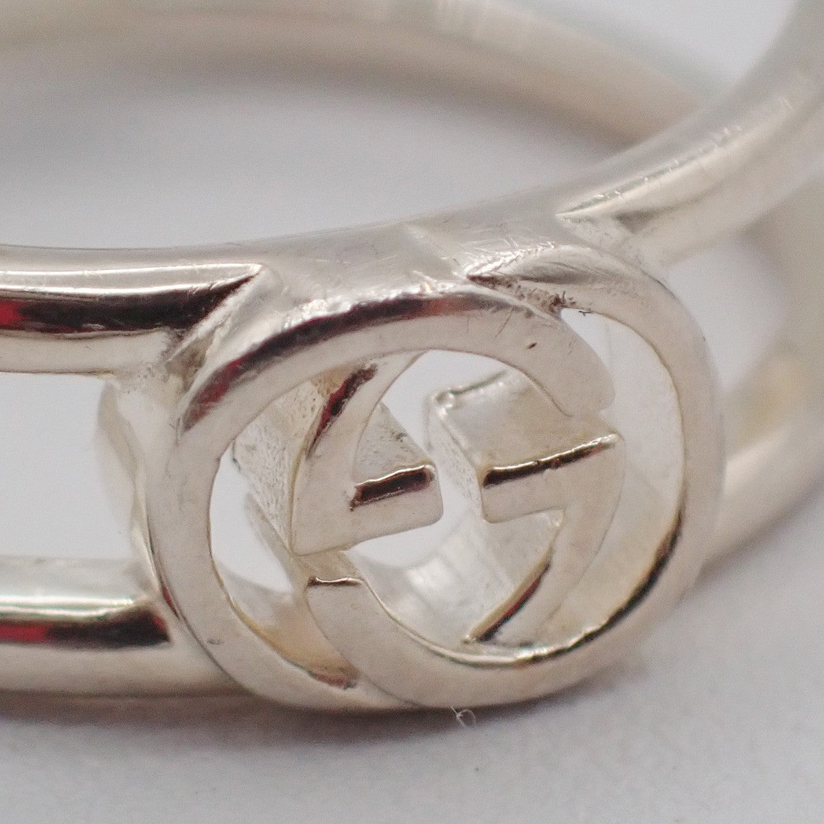 GUCCI Interlocking G Logo Ring Silver 925 Size JP14 US7 Italy Accessory 60KC874