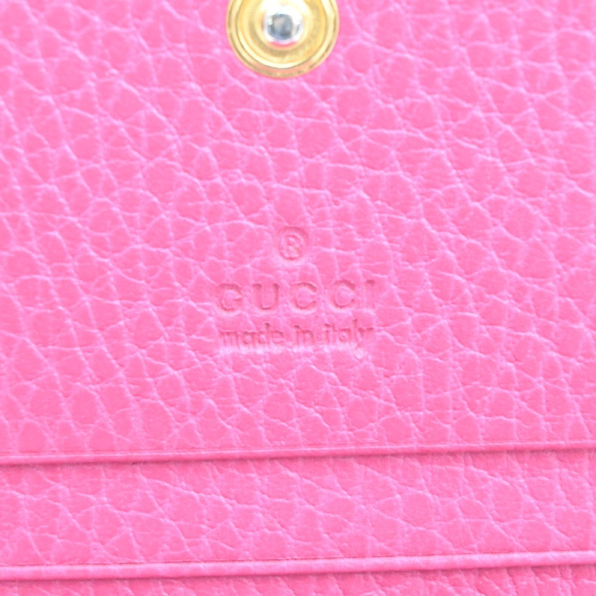 GUCCI Logo GG Marmont Bifold Compact Wallet Leather Pink GHW Italy 31MA484