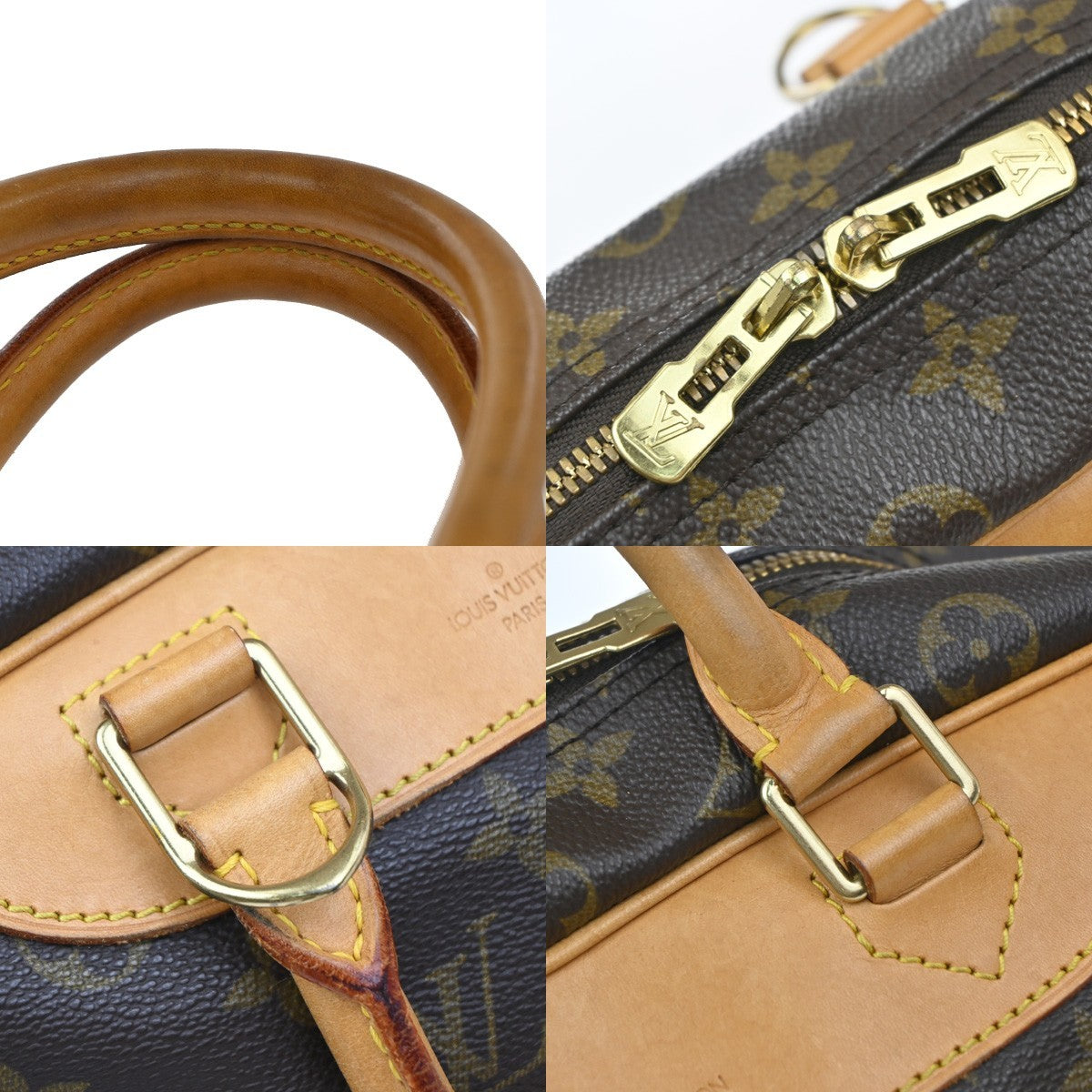 LOUIS VUITTON LV Logo Deauville Hand Bag Monogram Leather Brown M47270 16KP591