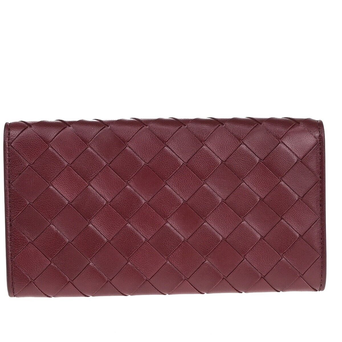 BOTTEGA VENETA Logo Intrecciato Long Bifold Wallet Leather Bordeaux GHW 39EC663