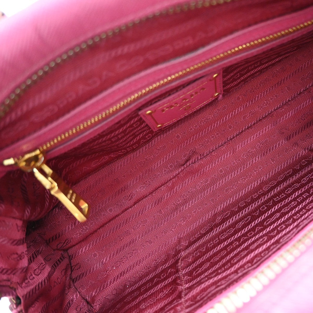 PRADA MILANO Logo 2Way Shoulder Hand Bag Saffiano Leather Pink Orange75KB303