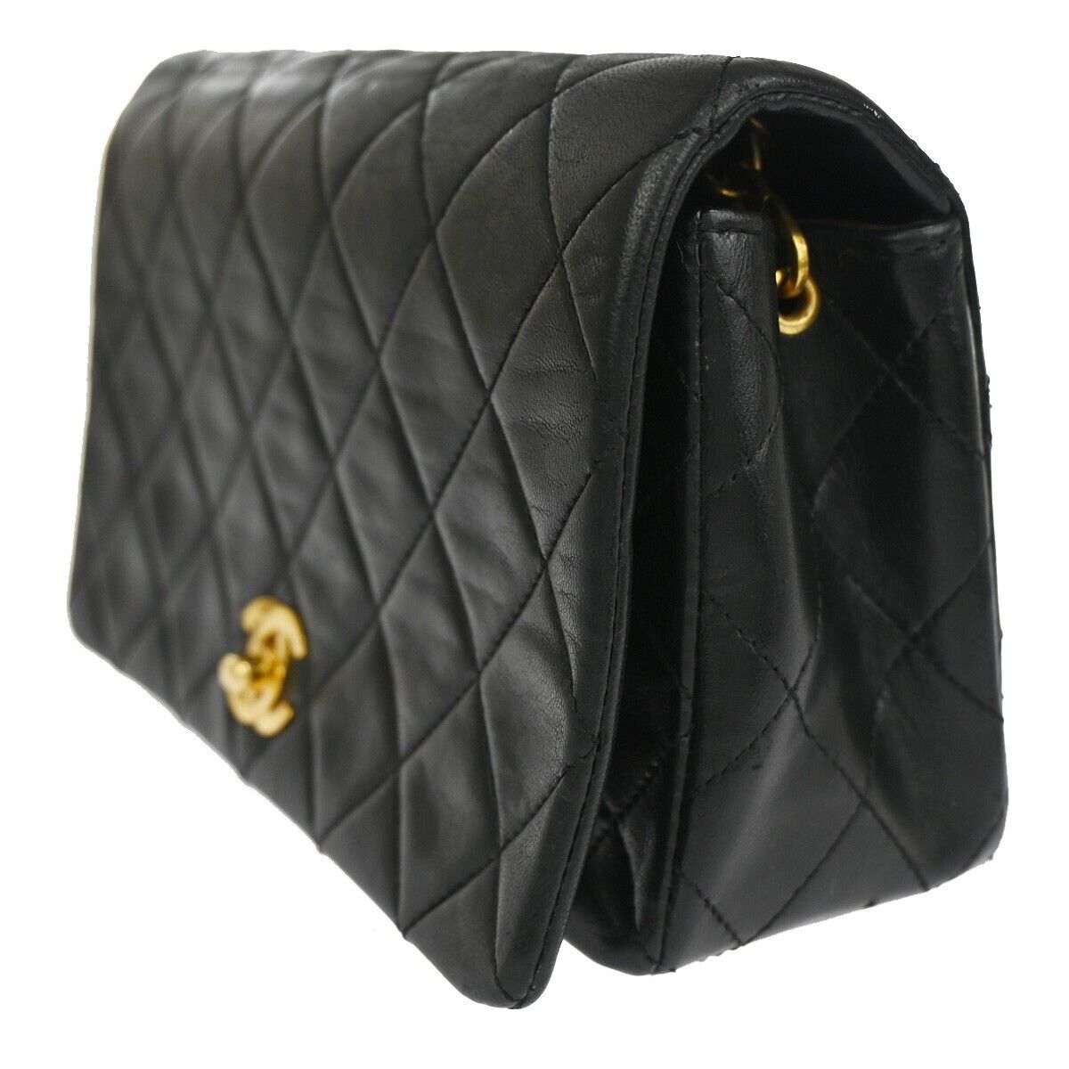 CHANEL CC Mini Matelasse Full Flap Chain Shoulder Bag Leather Black GHW 645LC499