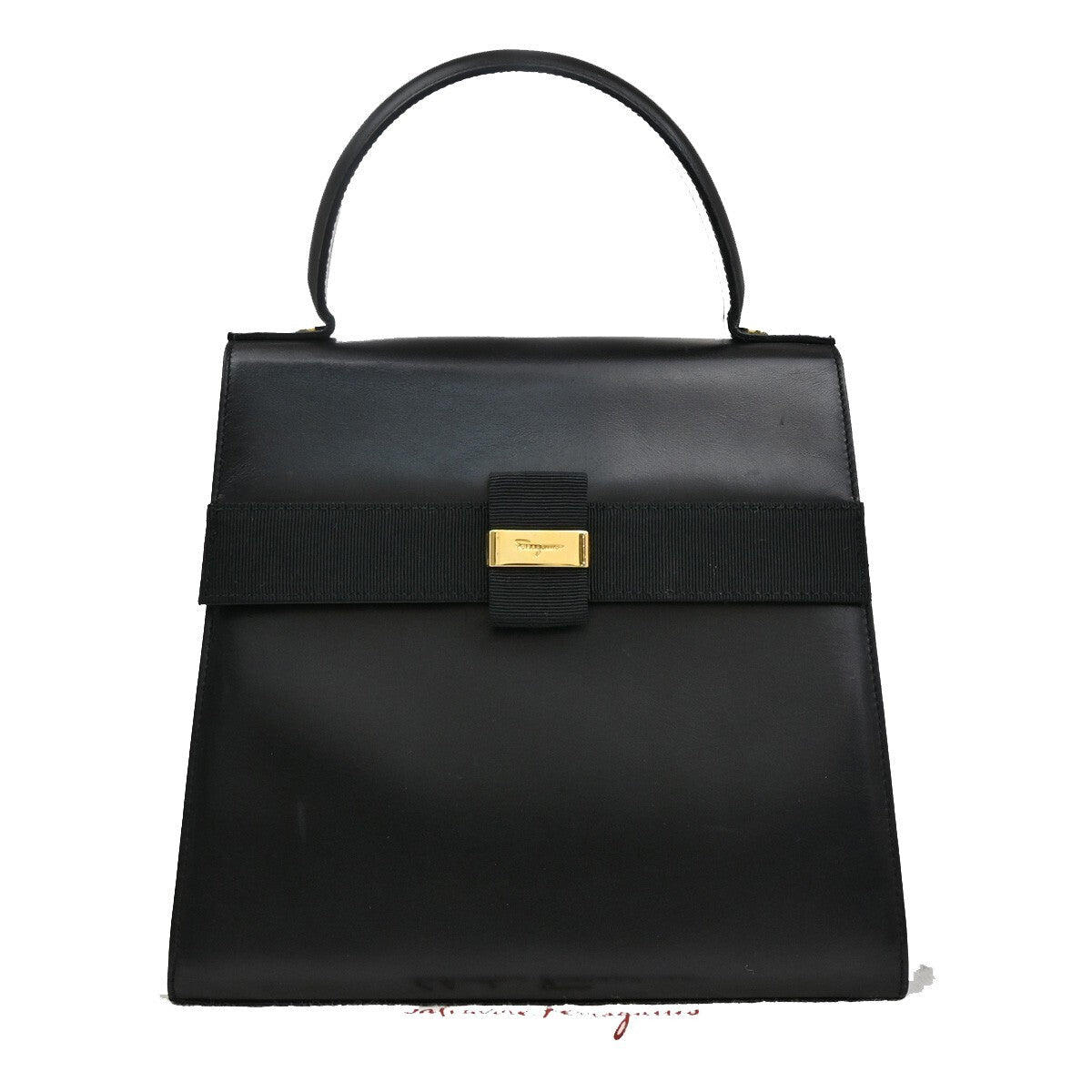SALVATORE FERRAGAMO Vara 2Way Shoulder Hand Bag Leather Black GHW Italy 39FB617