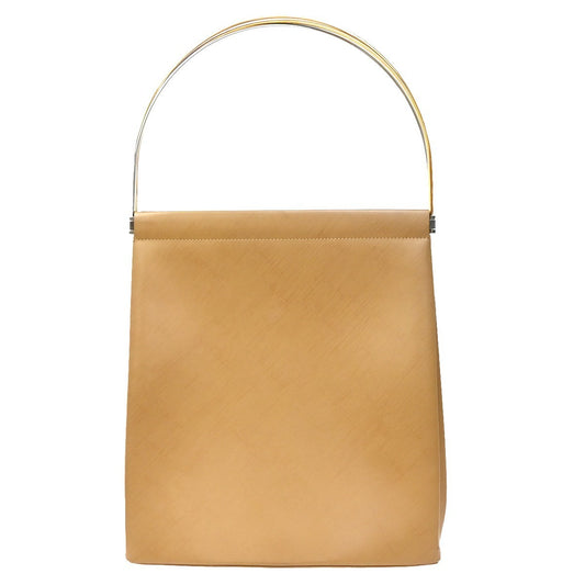 CARTIER Logo Trinity Tricolor Metal Handle Hand Bag Leather Beige France 84KP330