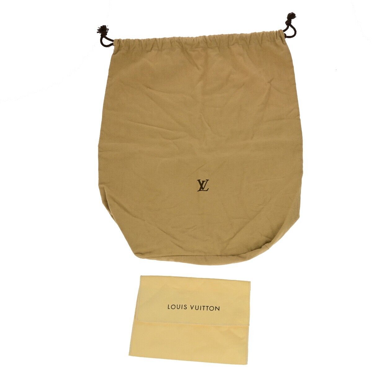 LOUIS VUITTON Logo 10 Set Dust Bag Drawstring Canvas Cotton Beige Brown 08EB498