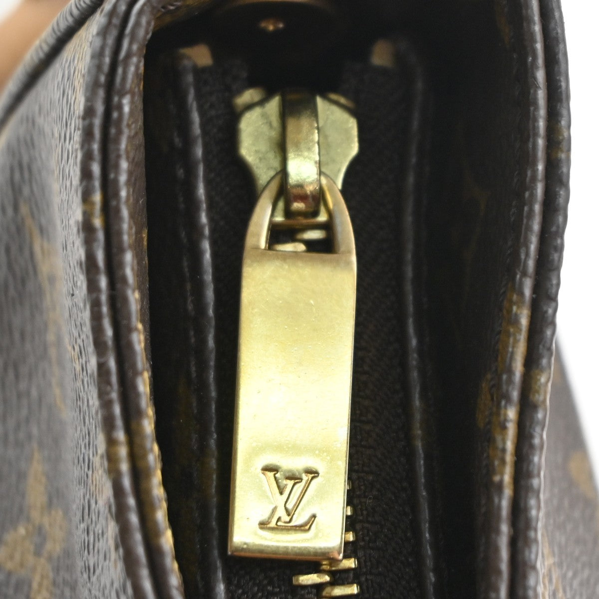 LOUIS VUITTON Logo Looping GM Shoulder Bag Monogram Leather Brown M51145 13KC475