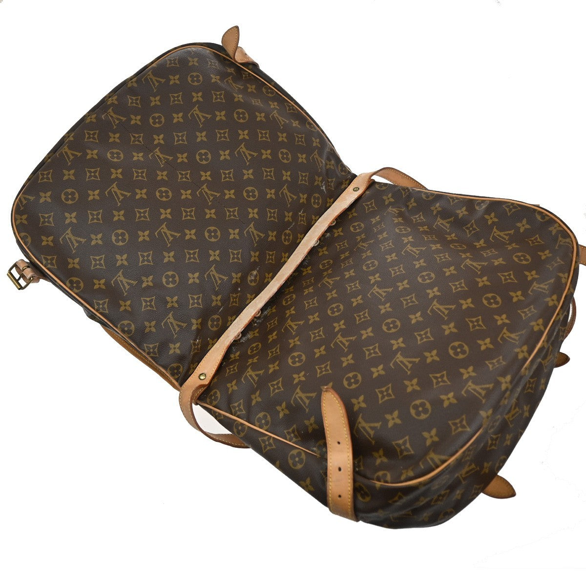 LOUIS VUITTON Logo Saumur 43 Shoulder Bag Monogram Leather Brown M42252 18CA077
