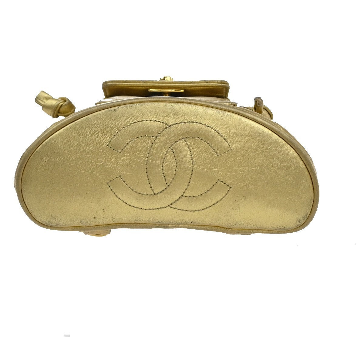 CHANEL CC Logo Duma Matelasse Chain Backpack Bag Leather Gold Vintage 717RP177