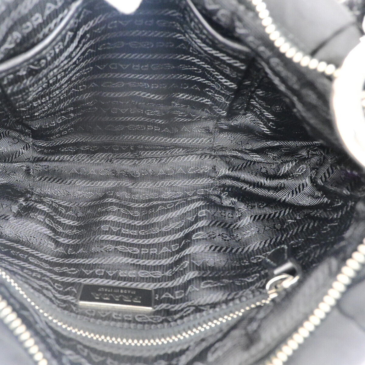 PRADA Logo Crispy Shoulder Bag Nylon Leather Black SHW Italy 17RK079
