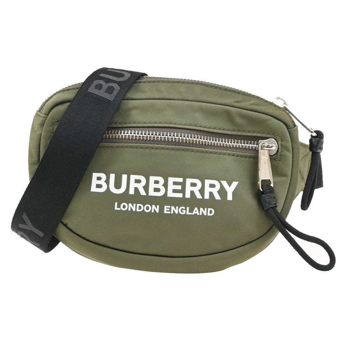 BURBERRY Logo Bum Body Bag Nylon Green SHW 34KB759