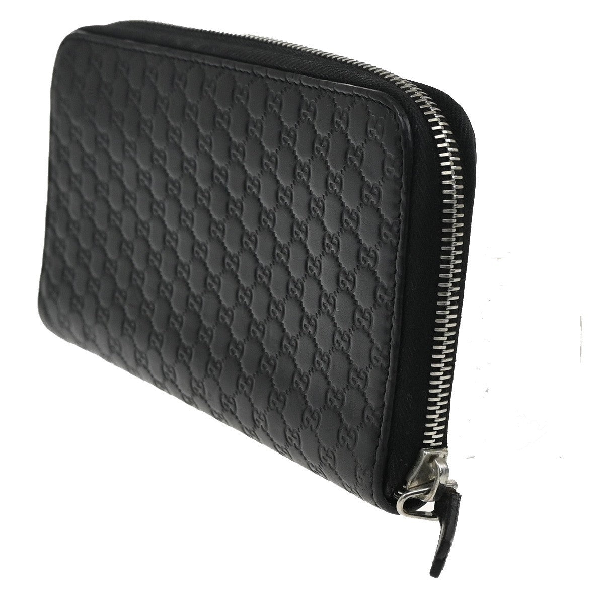 GUCCI Micro Guccissima GG Pattern Zip Around Long Wallet Leather Black 60KC208