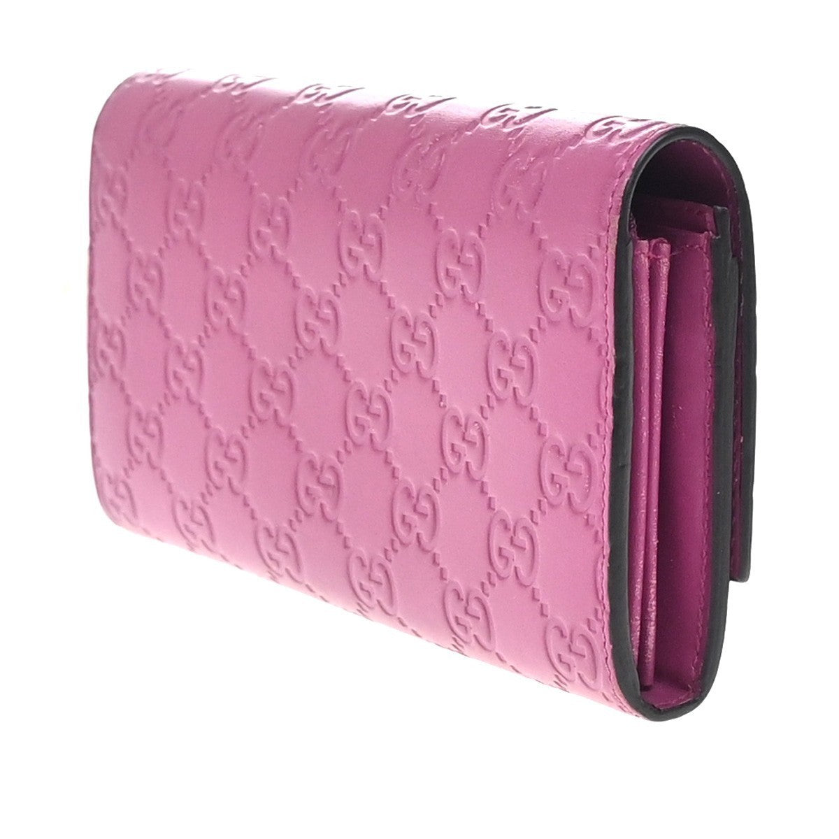 GUCCI Logo Guccissima GG Pattern Long Bifold Wallet Leather Pink GHW 04KP280