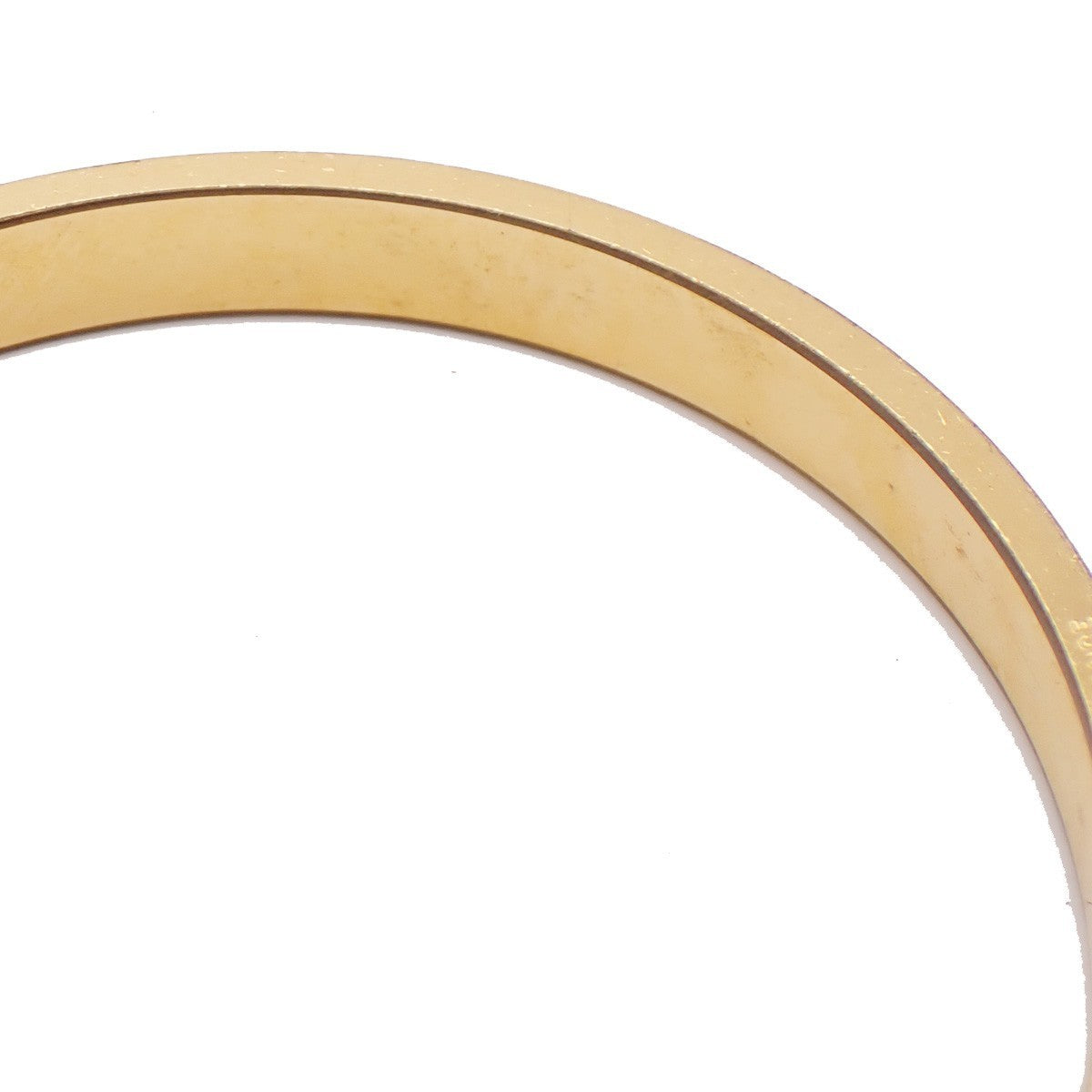 HERMES Logo Kelly Charm Bangle Bracelet Embossing Leather Green Gold 62KP350