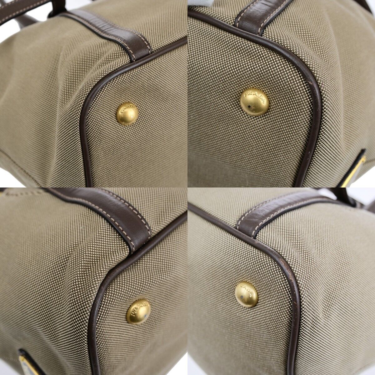 PRADA MILANO Logo Jacquard 2Way Shoulder Hand Bag Canvas Leather KI BN 70EB676
