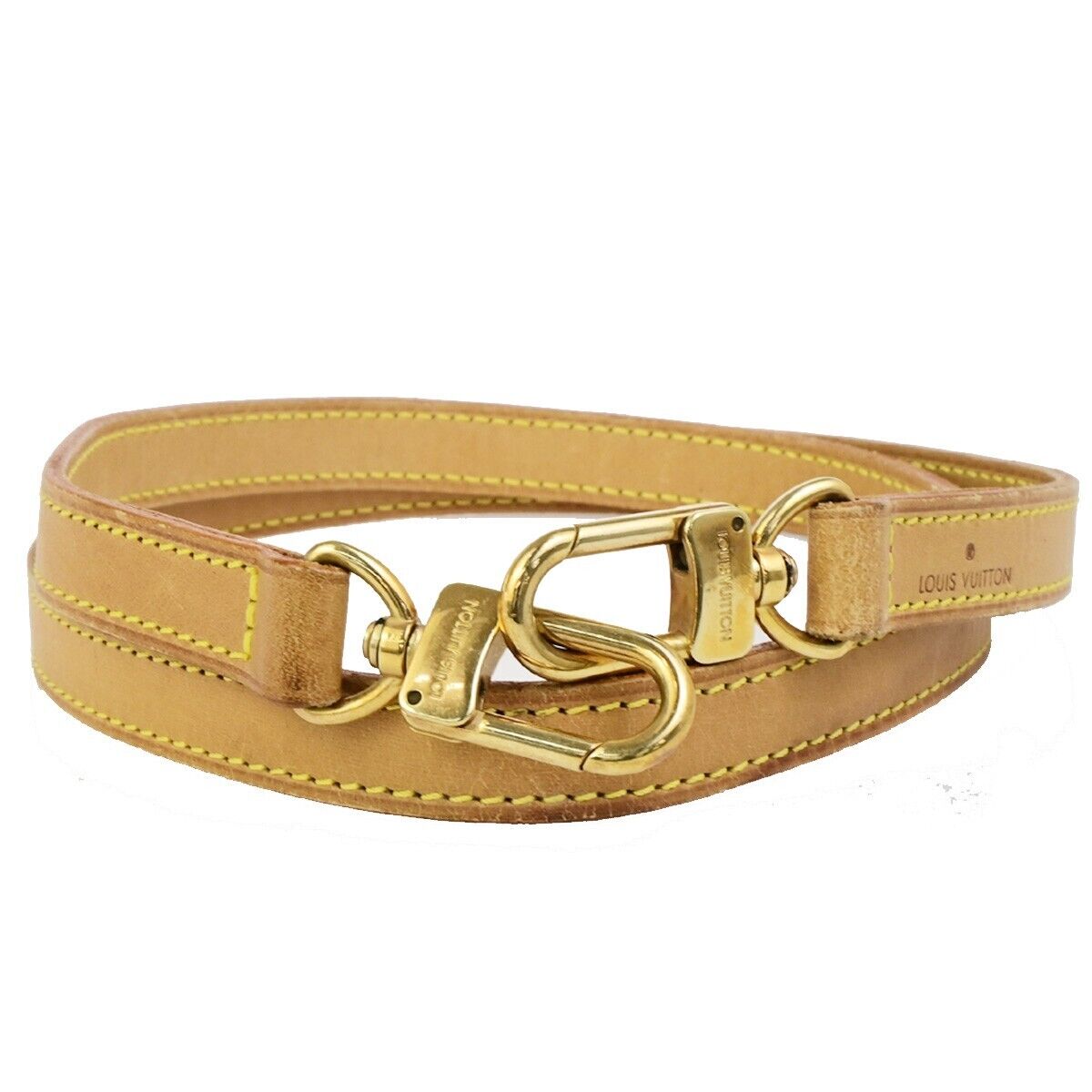 LOUIS VUITTON Logo Shoulder Strap Leather Brown Gold Bag Accessory 67FB297