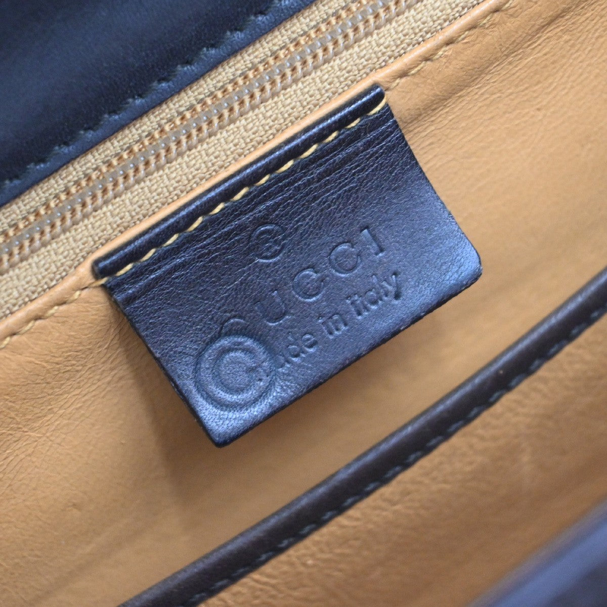 GUCCI Logo Bamboo 2Way Shoulder Hand Bag Leather Brown Gold Italy 50RF716