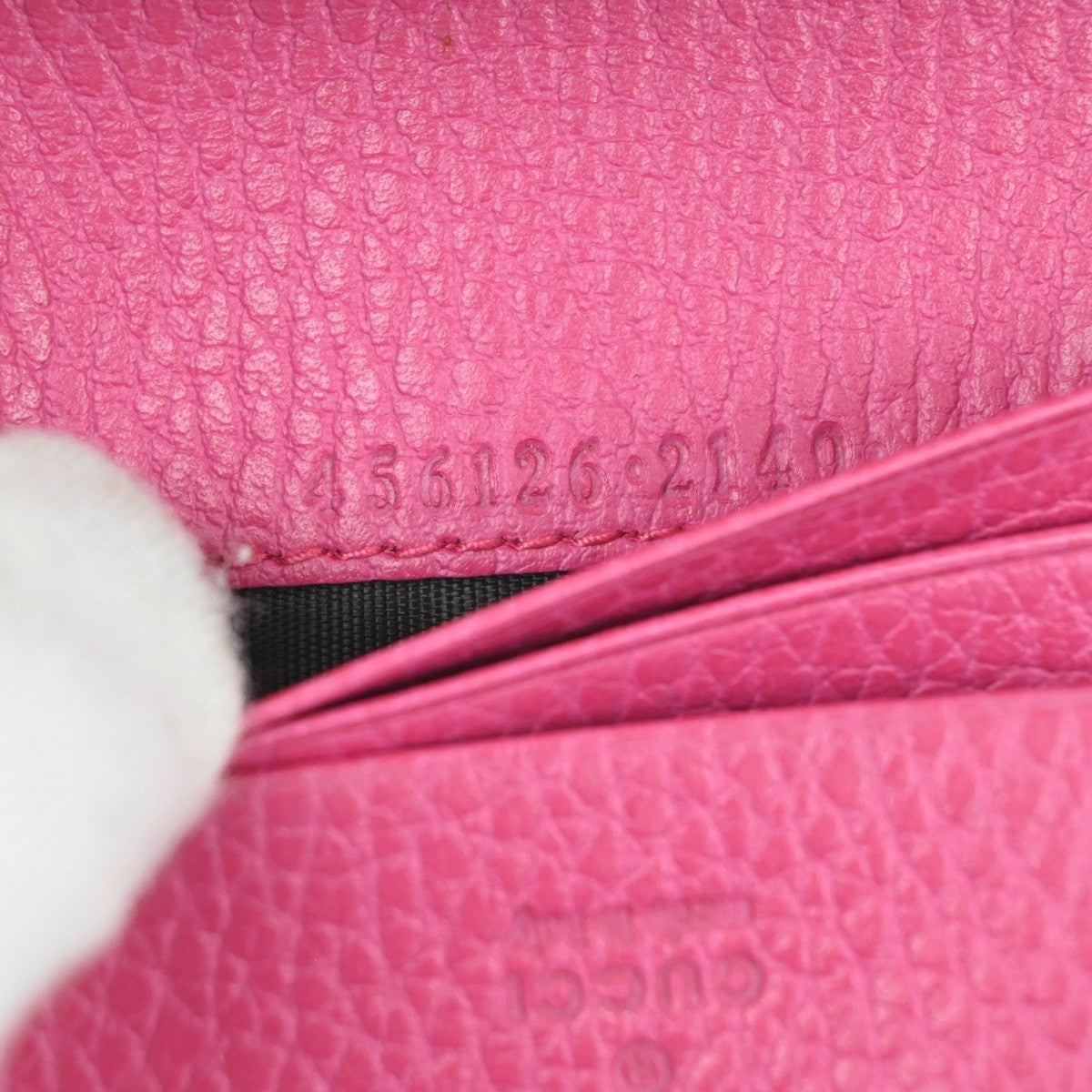 GUCCI Logo GG Marmont Bifold Compact Wallet Leather Pink GHW Italy 31MA484