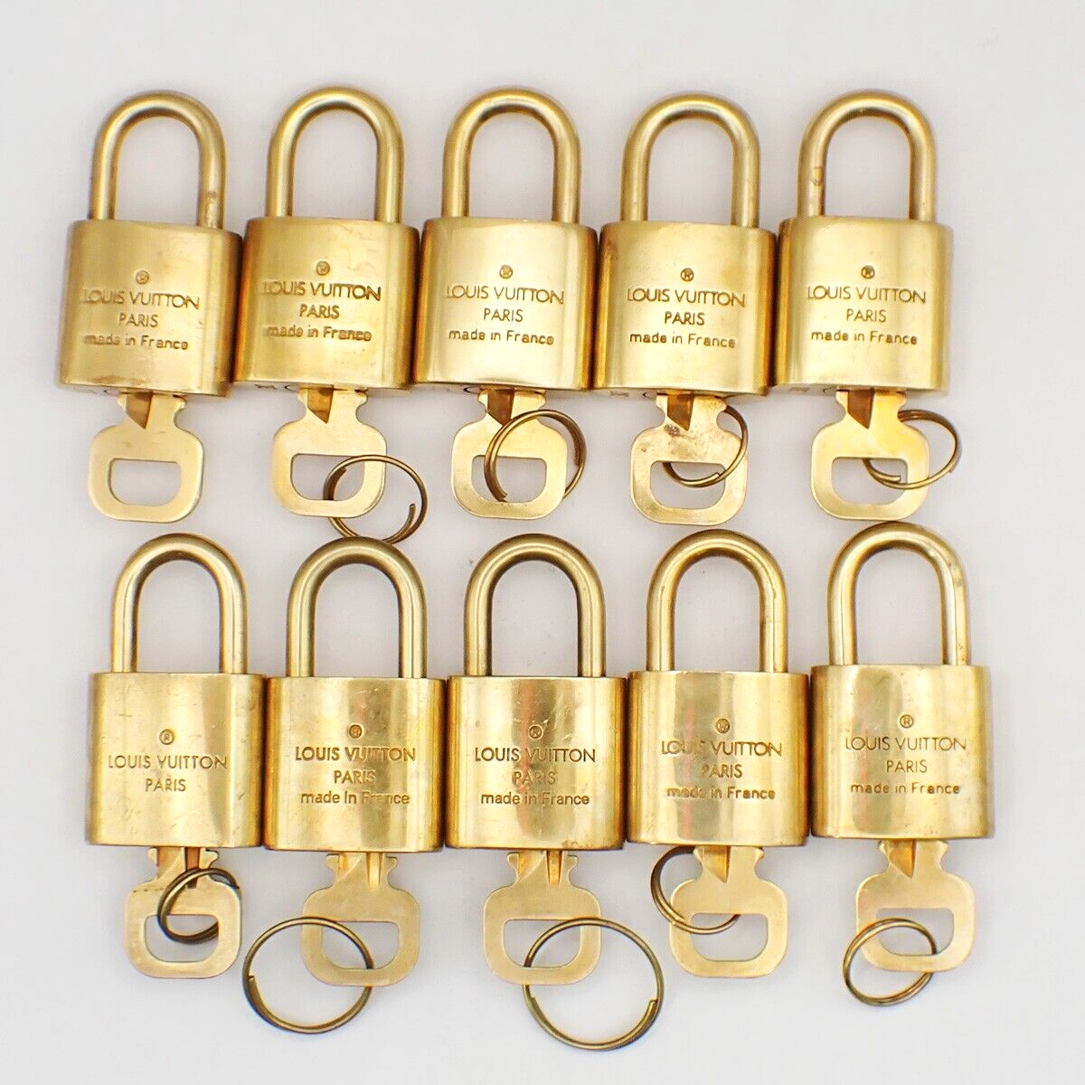 LOUIS VUITTON LV 10 Set  Padlock Key Bag Charm Cadena Gold Plated France 37YF815