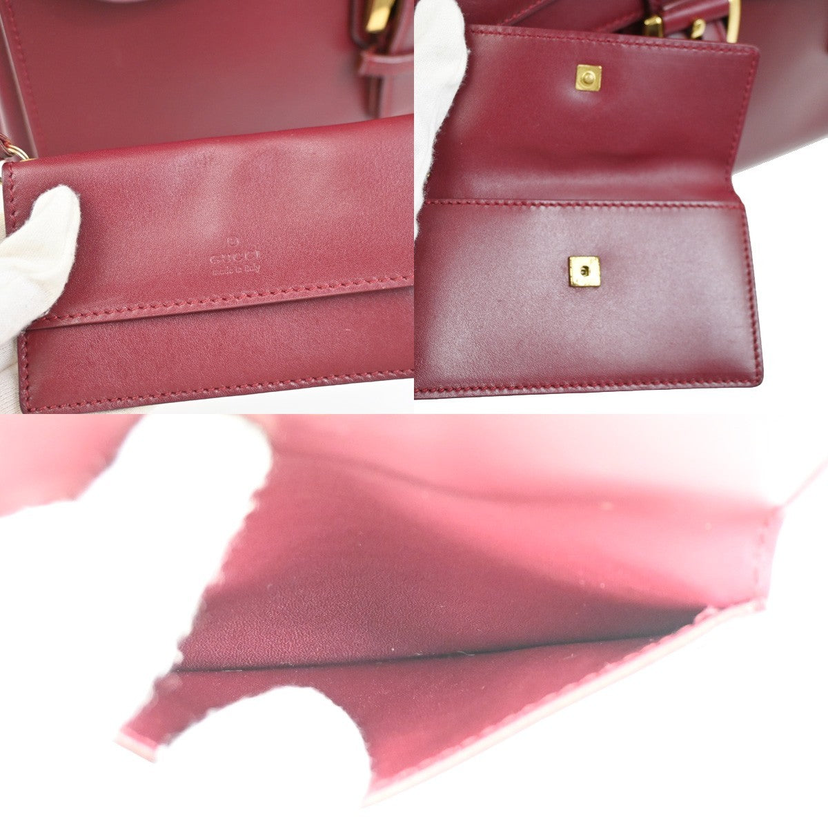 GUCCI Logo Top Handle Shoulder Hand Bag Leather Red GHW Italy 70KC634