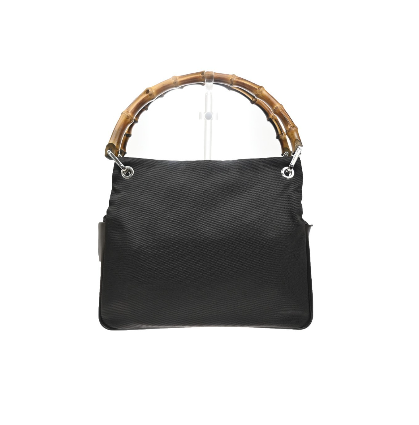 GUCCI Logo Bamboo Handle Tote Hand Bag Nylon Patent Leather Brown Italy 36MA661