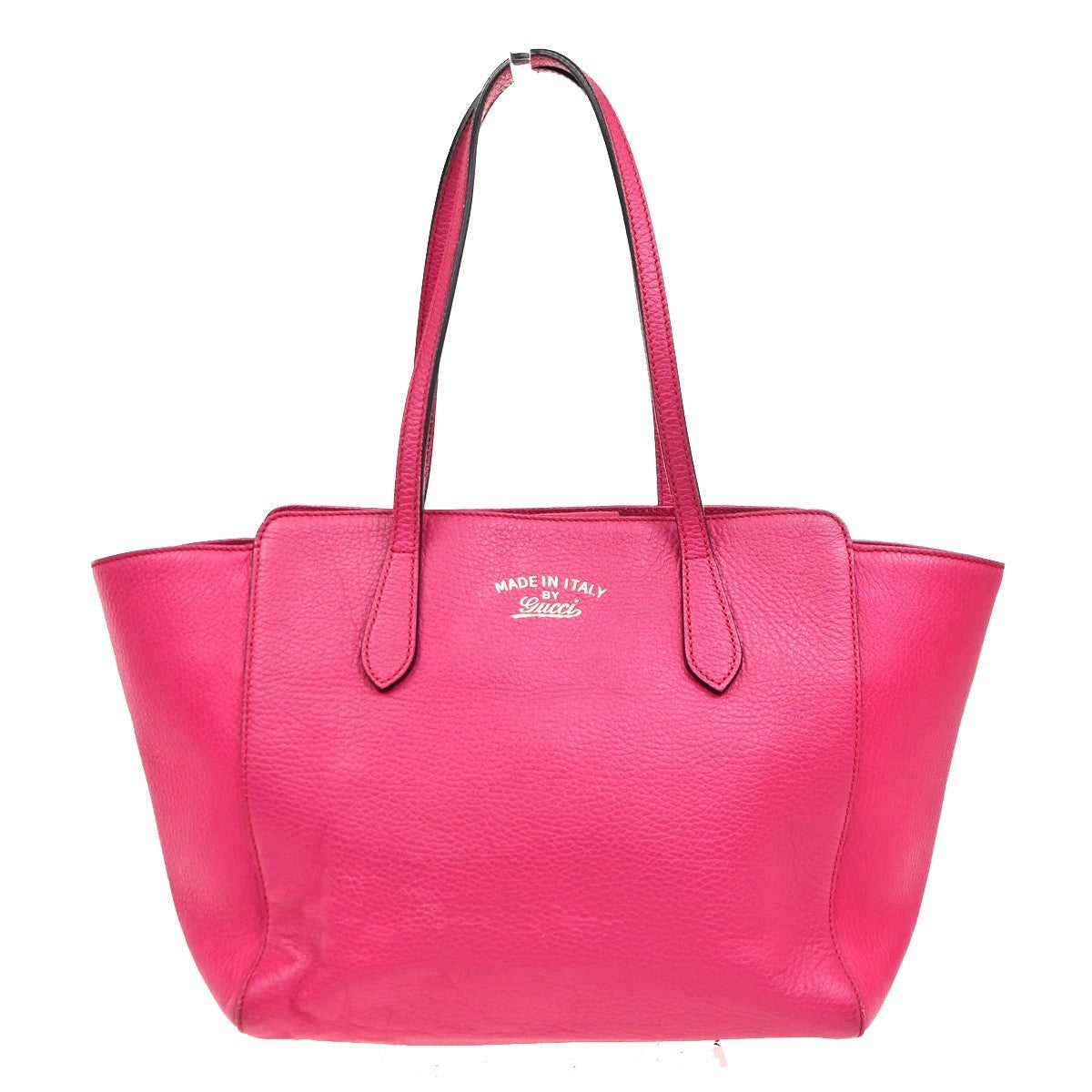 GUCCI Logo Swing Shoulder Tote Bag Leather Pink GHW Italy 83KP493