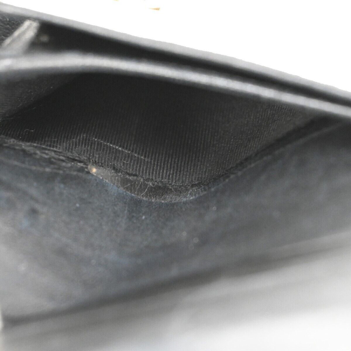 CHANEL CC Logo Bifold Wallet Caviar Skin Leather Black France Vintage 60EA462