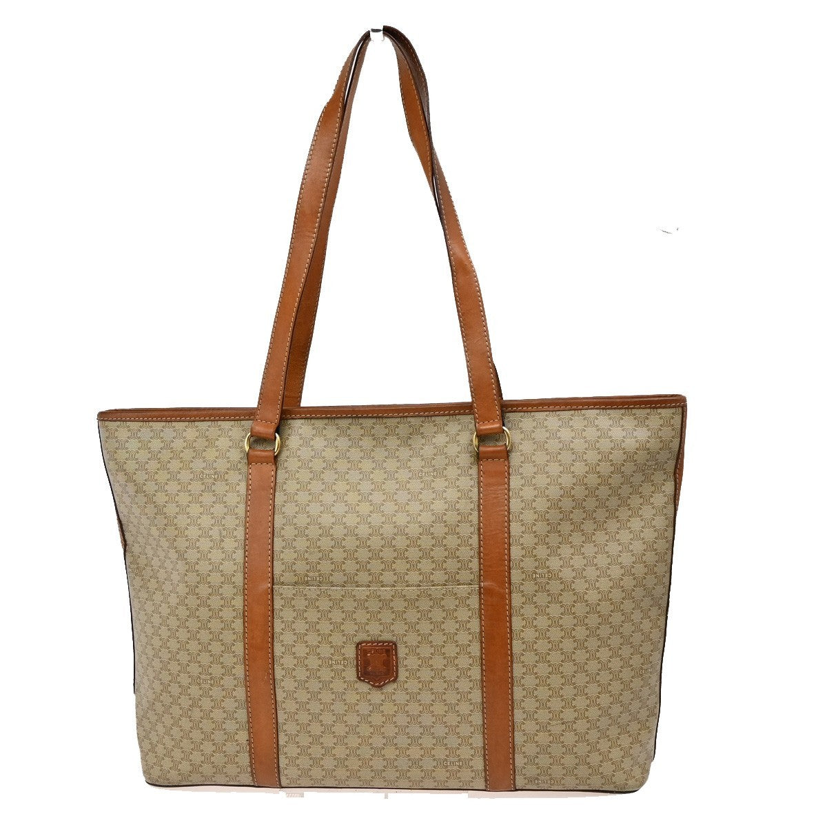 CELINE Macadam Pattern Shoulder Tote Bag PVC Leather Brown Gold Italy 04TA028