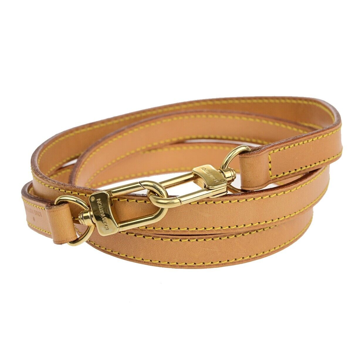 LOUIS VUITTON Logo Shoulder Strap Leather Brown Gold Bag Accessory 62EB482