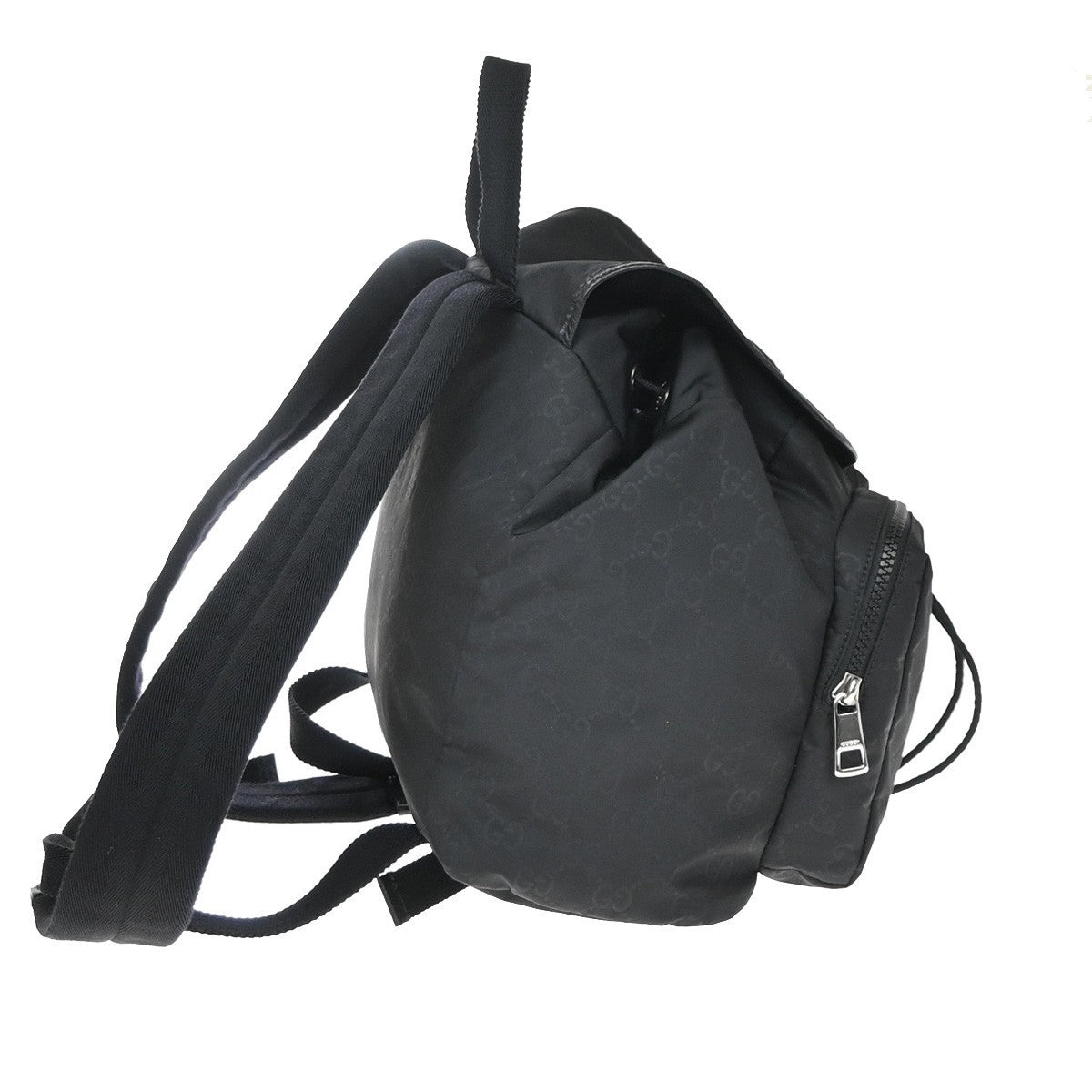 GUCCI Logo GG Pattern Backpack Bag Nylon Leather Black SHW Italy 99YH952