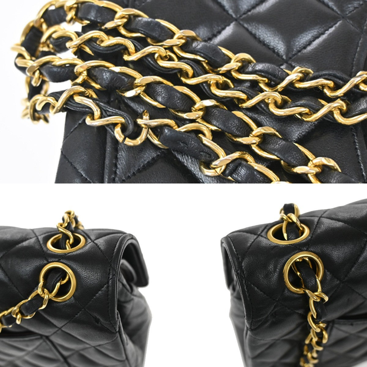 CHANEL CC Matelasse 25 Double Flap Chain Shoulder Bag Leather Black GHW 357RL460
