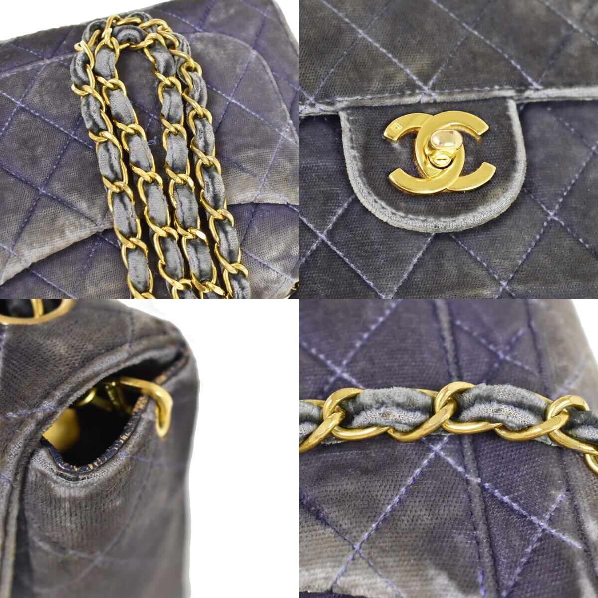 CHANEL CC Mini Matelasse Chain Shoulder Bag Velour Purple GHW Vintage 41FA170