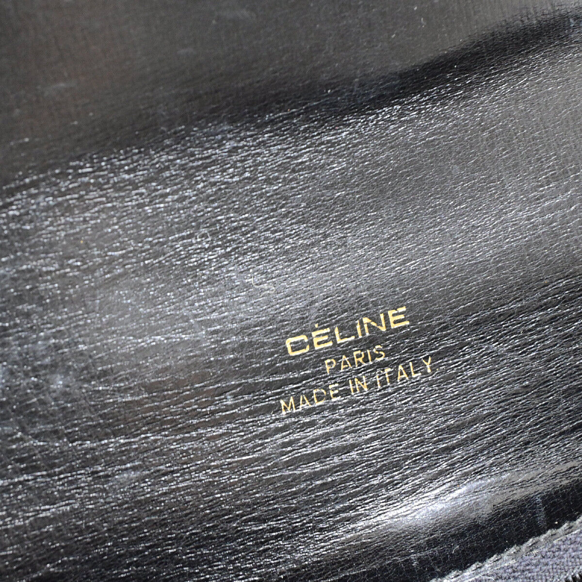 CELINE Logo Horse Carriage Shoulder Bag Leather Black GHW Italy 63YG344