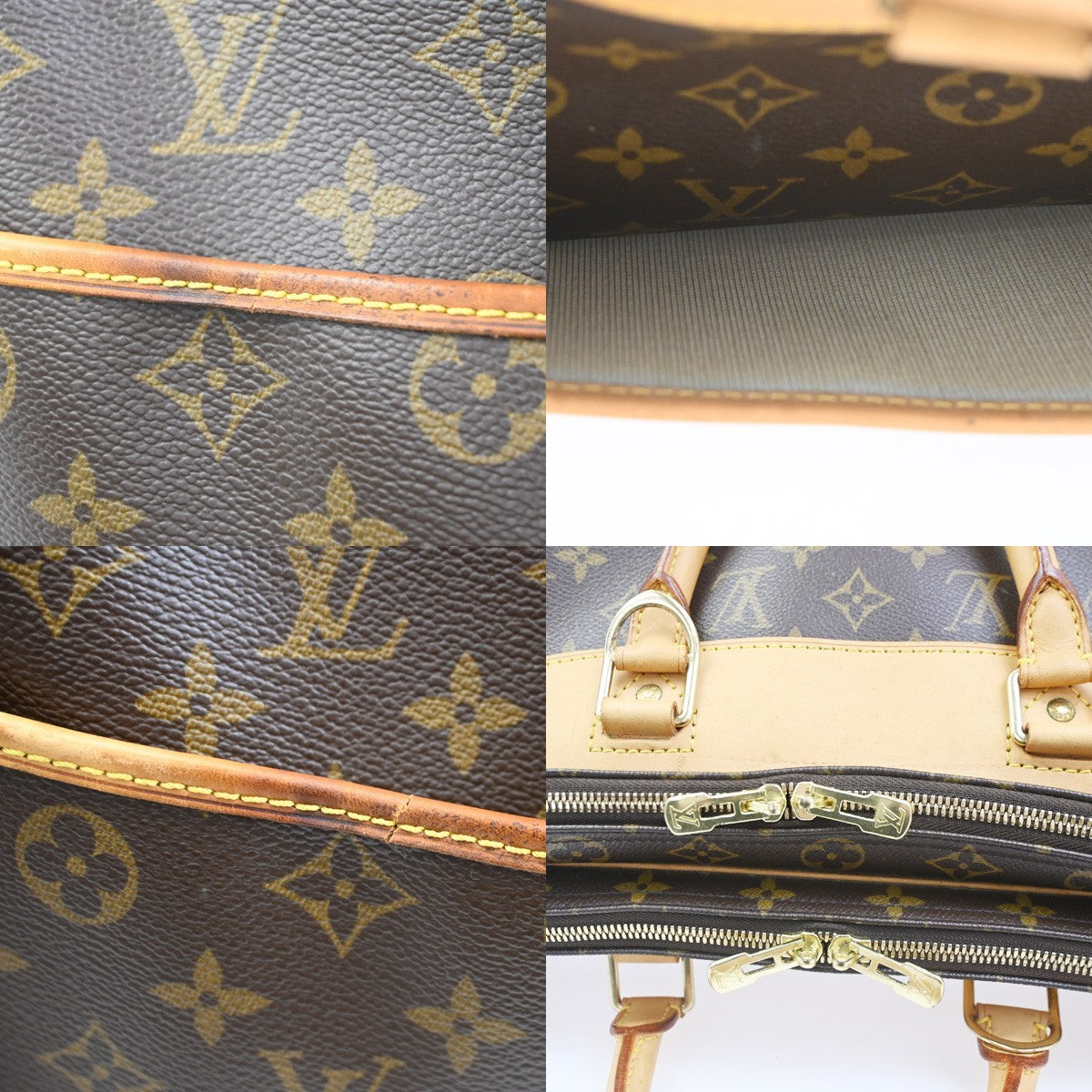 LOUIS VUITTON Alize 24H Travel Hand Bag Monogram Leather Brown M41399 86CA749