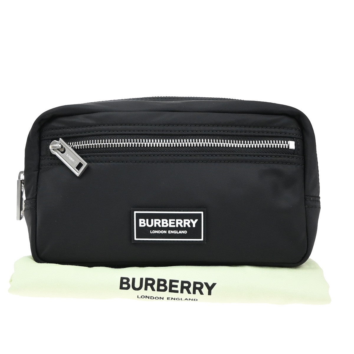 BURBERRY Logo Clutch Pouch Bag Nylon Black SHW 65RF576