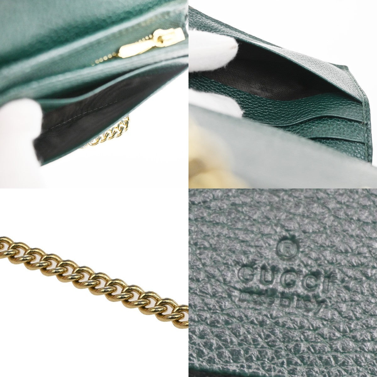 GUCCI G Horsebit Bifold Wallet Leather Green GHW Italy 34RL598