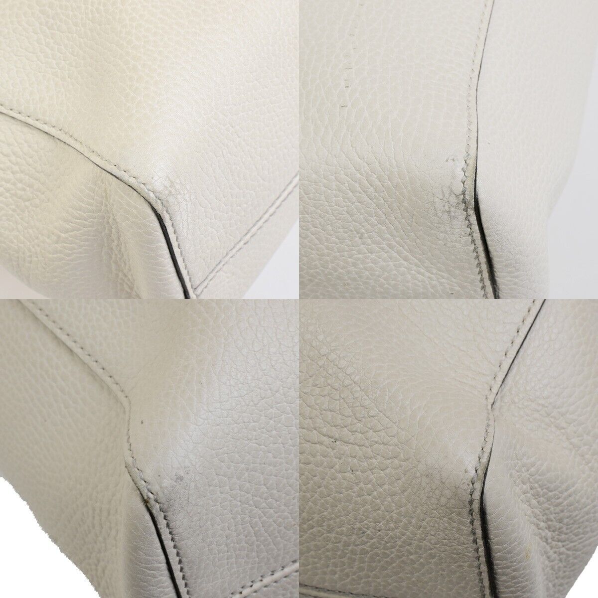 GUCCI Logo Swing 2Way Shoulder Hand Tote Bag Leather White Italy 62FB451