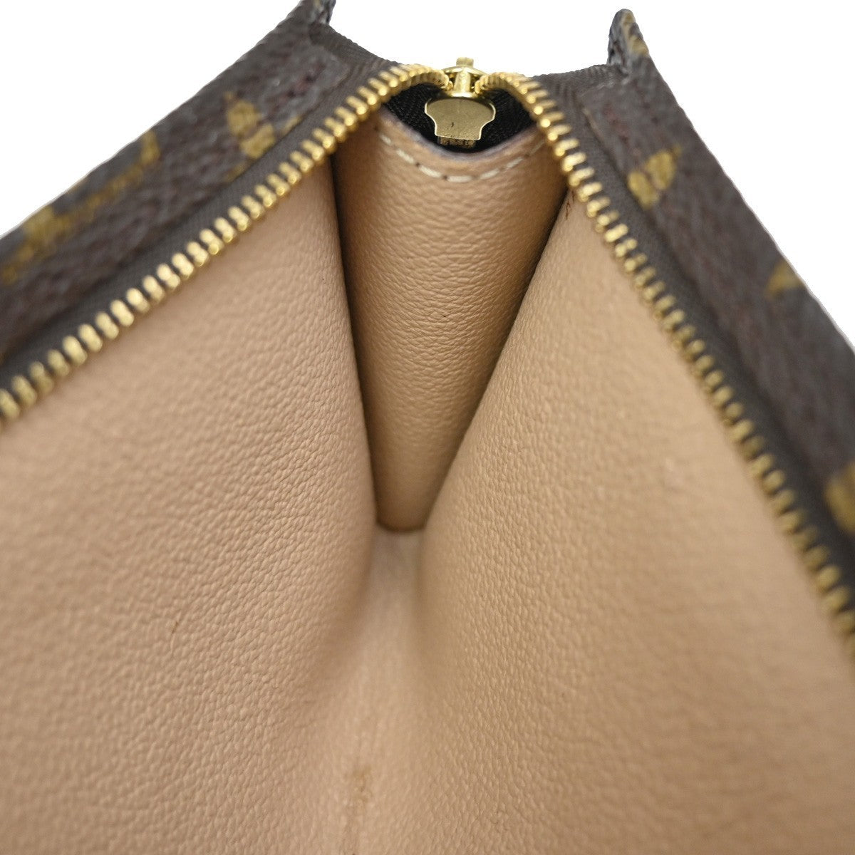 LOUIS VUITTON Logo BUCKET PM Pouch Bag Monogram Leather Brown France 04KP160