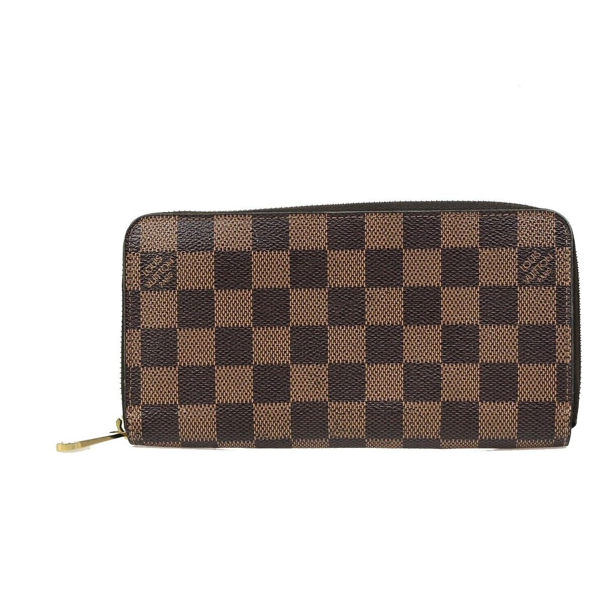 LOUIS VUITTON Zippy Wallet Long Bifold Purse Damier Leather Brown N60015 71EB896