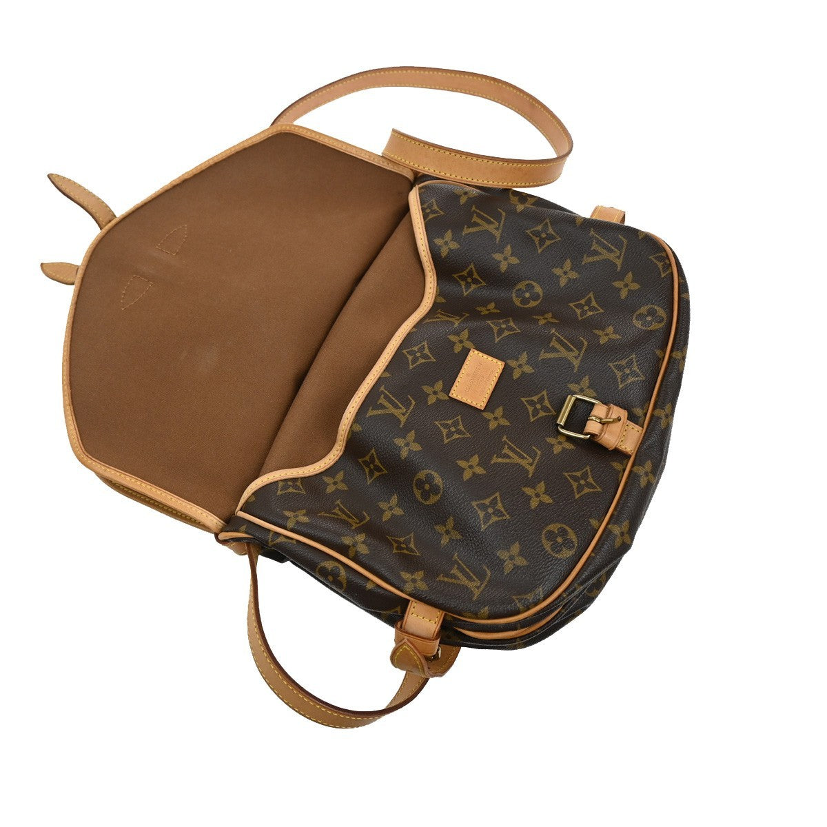LOUIS VUITTON Logo Saumur 30 Shoulder Bag Monogram Leather Brown M42256 55CA088
