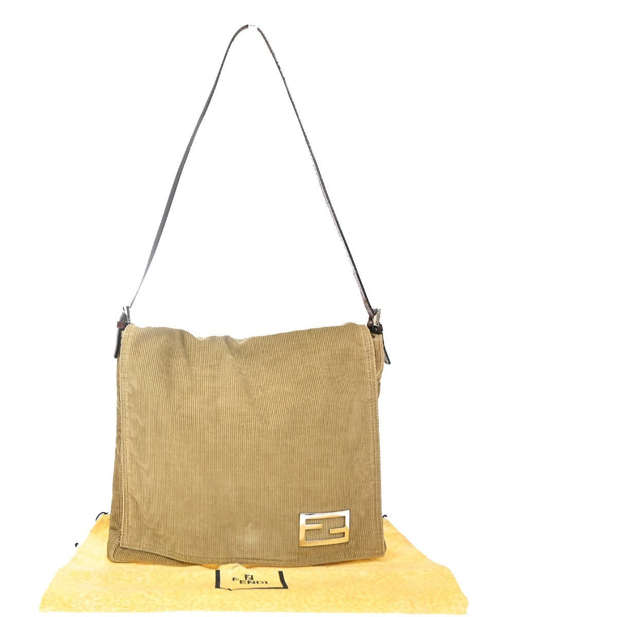 FENDI Mamma Baguette Shoulder Bag Corduroy Leather Brown BE SHW Italy 87CA870