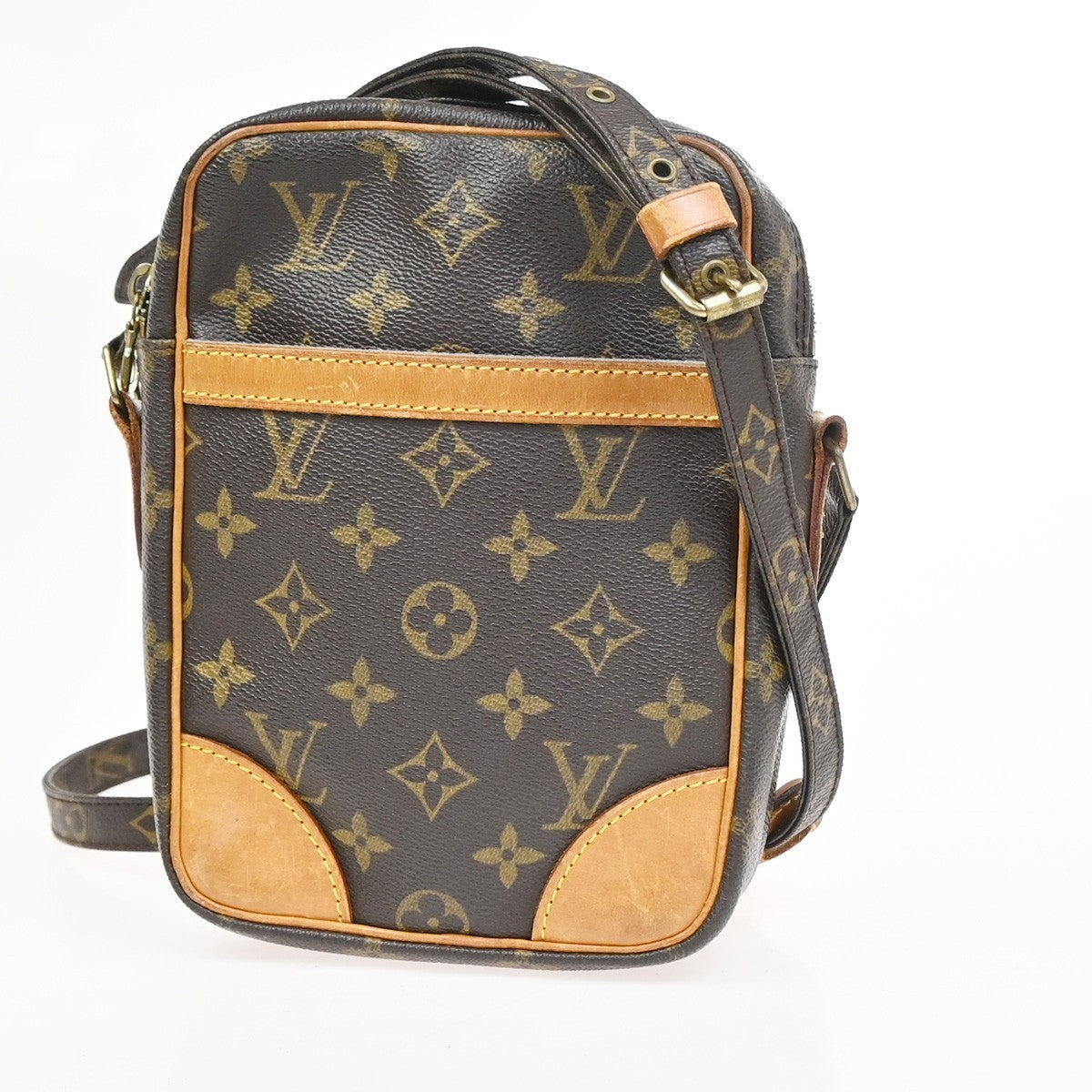 LOUIS VUITTON Danube Shoulder Bag Monogram Leather Brown USA M45266 32KC974