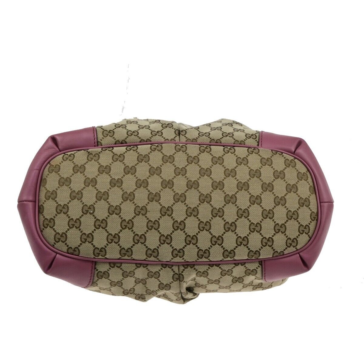 GUCCI Logo GG Pattern Shoulder Bag Canvas Leather Pink Brown GHW 32ED950