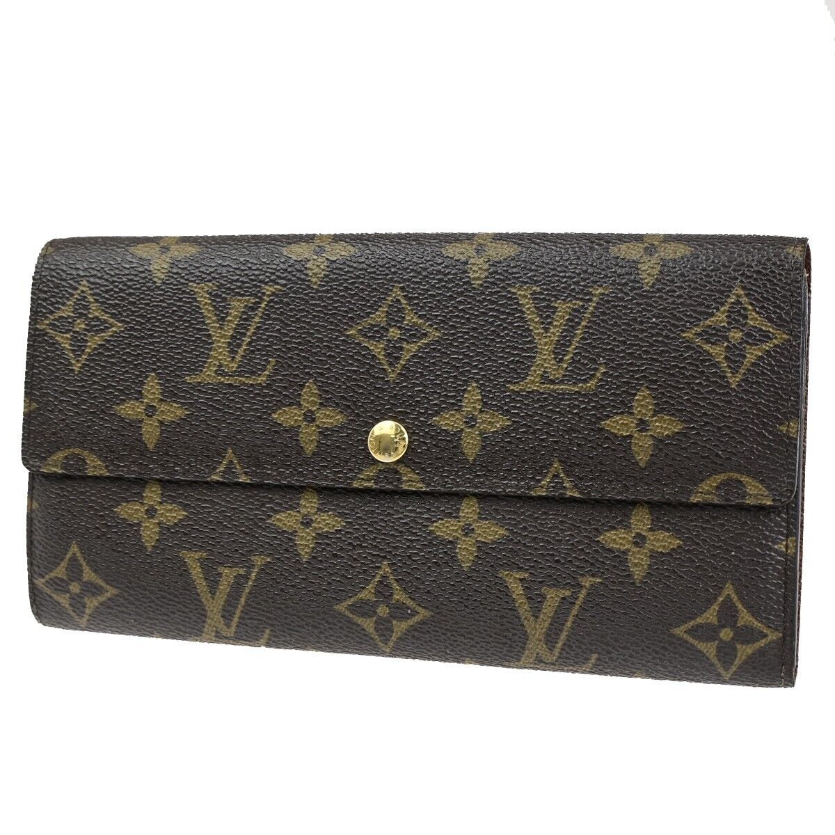 LOUIS VUITTON Logo Portefeuille Sarah Long Wallet Monogram Brown M61734 66EC976