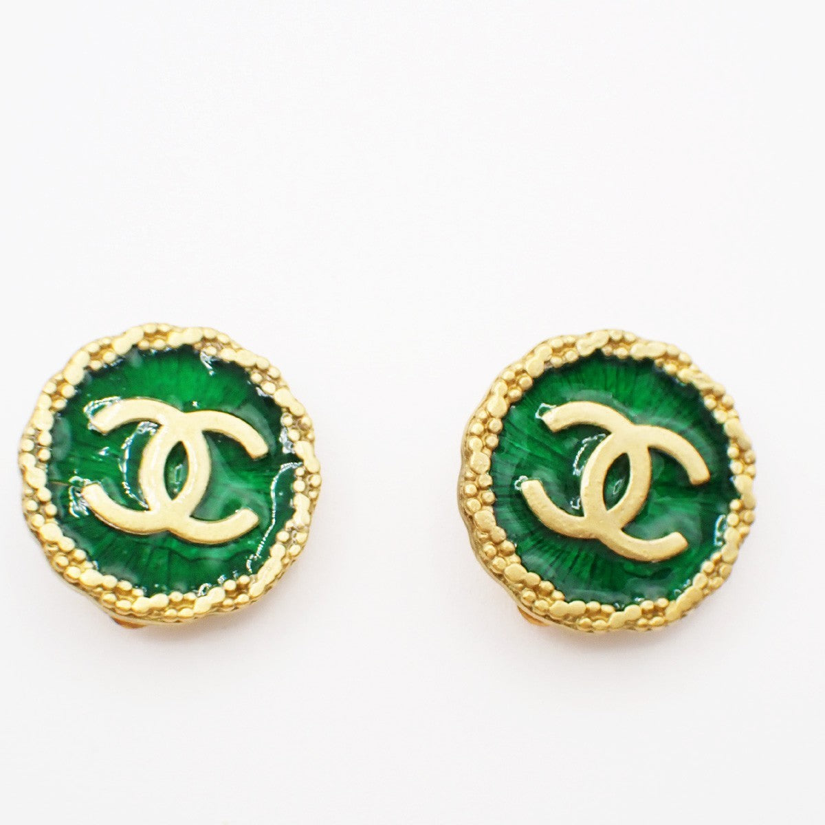 CHANEL CC Logo Earring 95P Clip-On Black GHW Accessory Vintage 87RF631
