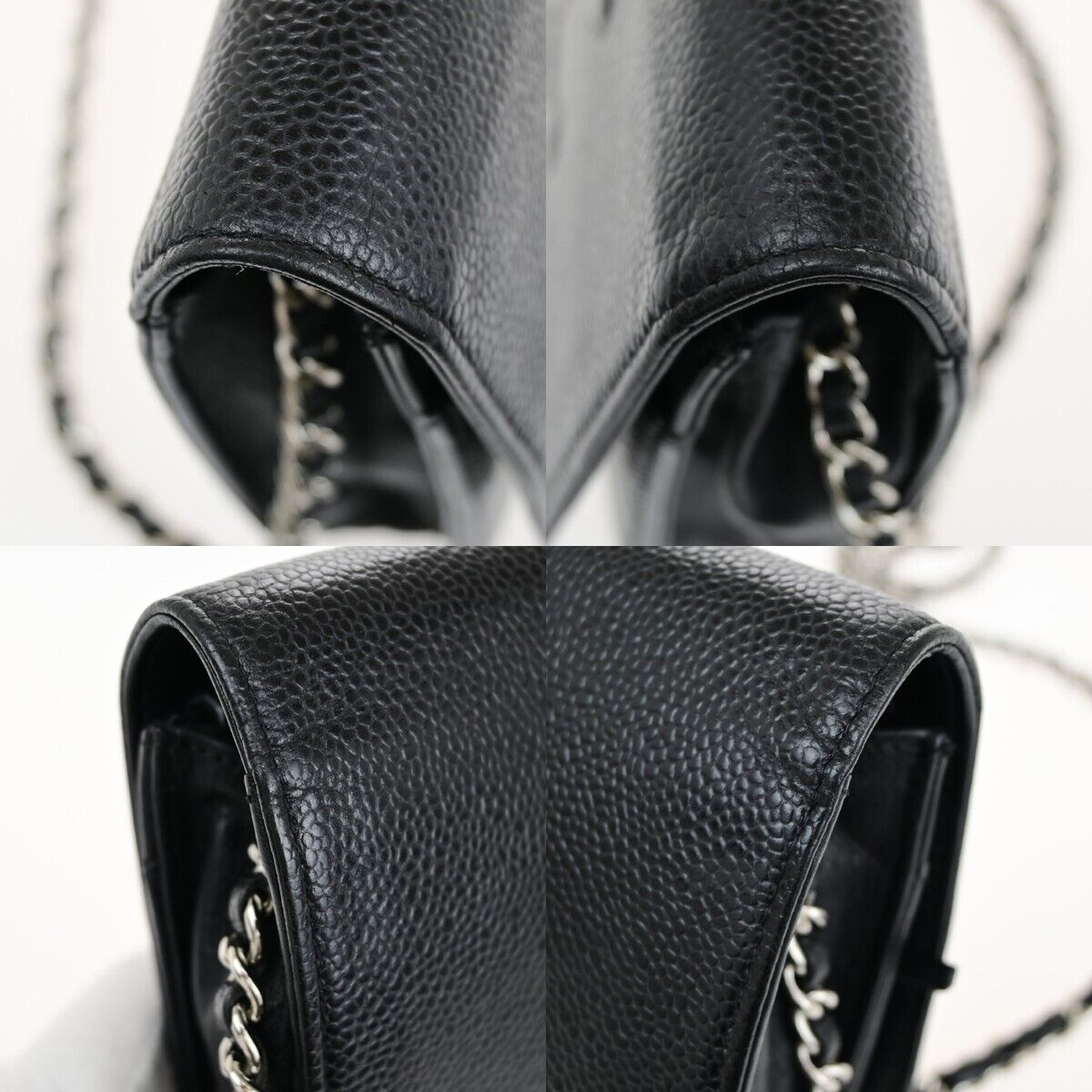 CHANEL CC Logo GST Chain Shoulder Bag Wallet Caviar Skin Leather BK SHW 367RF145